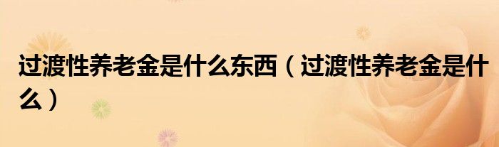 過渡性養(yǎng)老金是什么東西（過渡性養(yǎng)老金是什么）