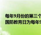 每年9月份的第三個星期六為我國的全民國防教育日（全民國防教育日為每年9月的第三個）