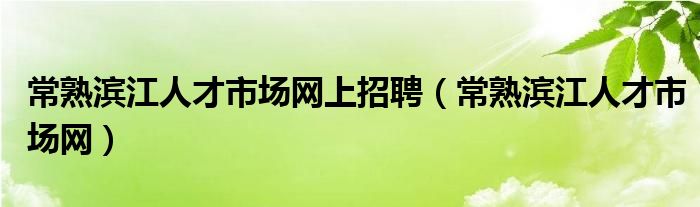 常熟濱江人才市場(chǎng)網(wǎng)上招聘（常熟濱江人才市場(chǎng)網(wǎng)）