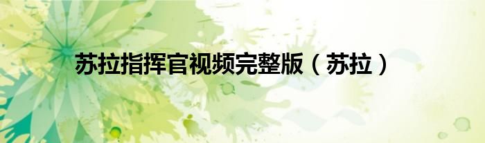 蘇拉指揮官視頻完整版（蘇拉）