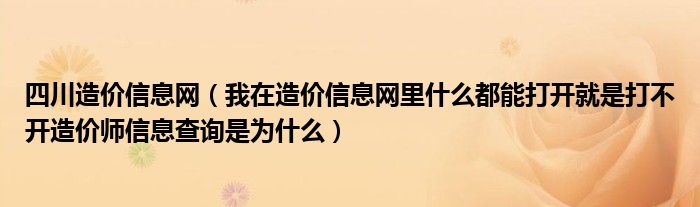 四川造價信息網（我在造價信息網里什么都能打開就是打不開造價師信息查詢是為什么）