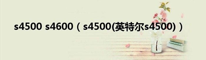 s4500 s4600（s4500(英特爾s4500)）