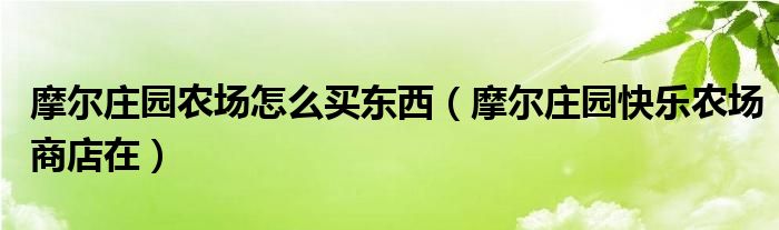 摩爾莊園農(nóng)場怎么買東西（摩爾莊園快樂農(nóng)場商店在）