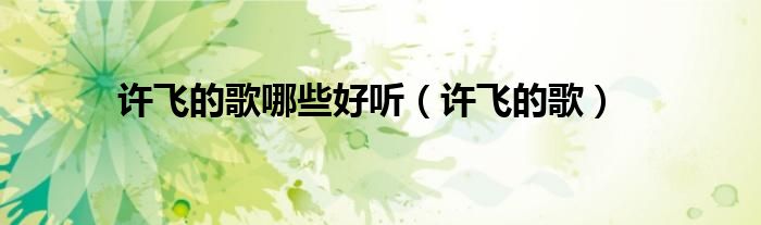 許飛的歌哪些好聽（許飛的歌）