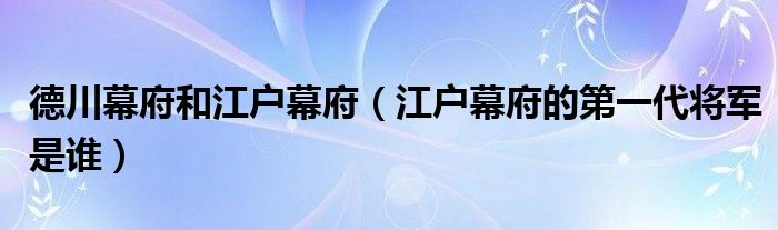 德川幕府和江戶幕府（江戶幕府的第一代將軍是誰）