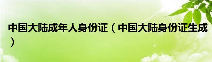 中國大陸成年人身份證（中國大陸身份證生成）