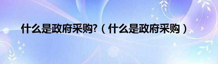 什么是政府采購?（什么是政府采購）