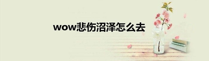 wow悲傷沼澤怎么去