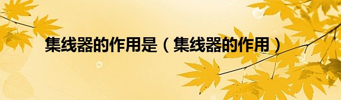 集線器的作用是（集線器的作用）