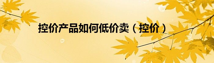 控價(jià)產(chǎn)品如何低價(jià)賣（控價(jià)）