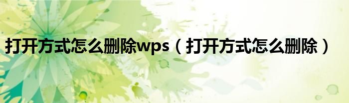 打開(kāi)方式怎么刪除wps（打開(kāi)方式怎么刪除）
