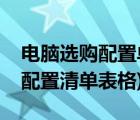 電腦選購(gòu)配置單表格（電腦配置單表格(電腦配置清單表格)）