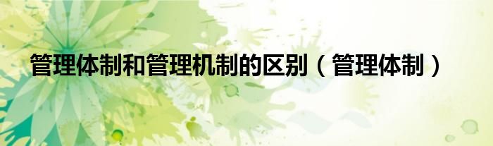 管理體制和管理機(jī)制的區(qū)別（管理體制）