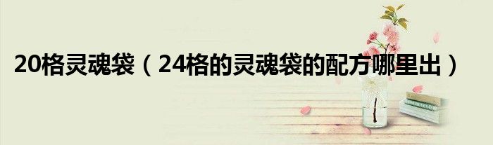 20格靈魂袋（24格的靈魂袋的配方哪里出）