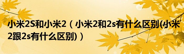 小米2S和小米2（小米2和2s有什么區(qū)別(小米2跟2s有什么區(qū)別)）