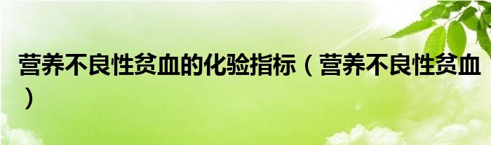 營養(yǎng)不良性貧血的化驗(yàn)指標(biāo)（營養(yǎng)不良性貧血）