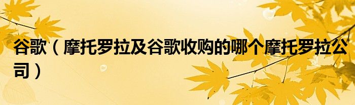 谷歌（摩托羅拉及谷歌收購的哪個摩托羅拉公司）