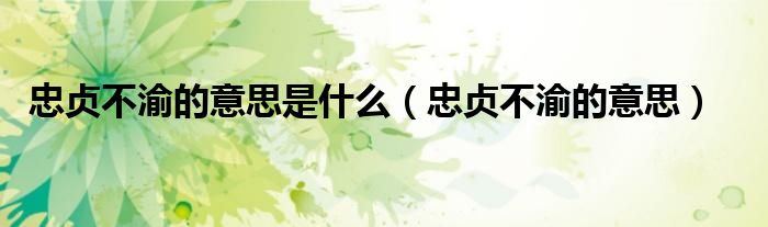 忠貞不渝的意思是什么（忠貞不渝的意思）