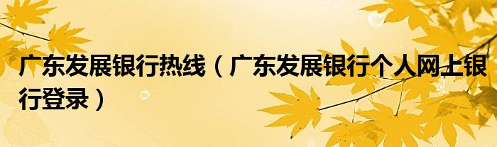 廣東發(fā)展銀行熱線（廣東發(fā)展銀行個(gè)人網(wǎng)上銀行登錄）