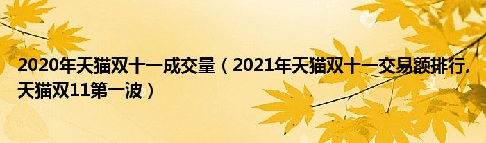 2020年天貓雙十一成交量（2021年天貓雙十一交易額排行,天貓雙11第一波）