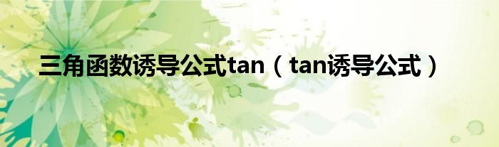 三角函數(shù)誘導(dǎo)公式tan（tan誘導(dǎo)公式）