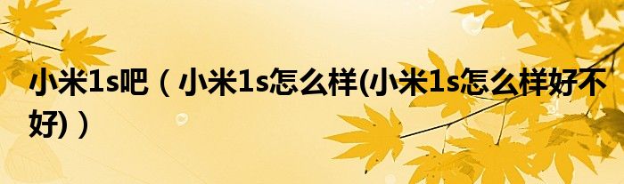 小米1s吧（小米1s怎么樣(小米1s怎么樣好不好)）