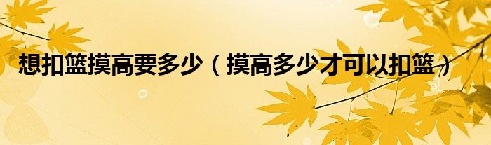 想扣籃摸高要多少（摸高多少才可以扣籃）