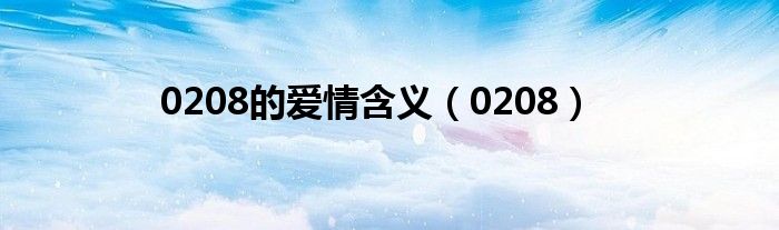0208的愛(ài)情含義（0208）