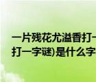 一片殘花尤溢香打一字（半角荷池人獨(dú)立 還將分淚哭殘花(打一字謎)是什么字）