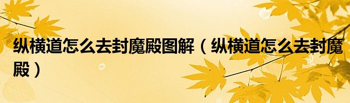 縱橫道怎么去封魔殿圖解（縱橫道怎么去封魔殿）