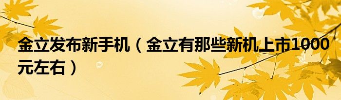 金立發(fā)布新手機（金立有那些新機上市1000元左右）