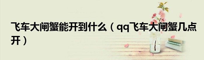 飛車大閘蟹能開到什么（qq飛車大閘蟹幾點(diǎn)開）