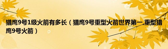 獵鷹9號1級火箭有多長（獵鷹9號重型火箭世界第一,重型獵鷹9號火箭）