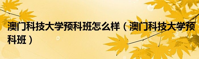 澳門科技大學(xué)預(yù)科班怎么樣（澳門科技大學(xué)預(yù)科班）