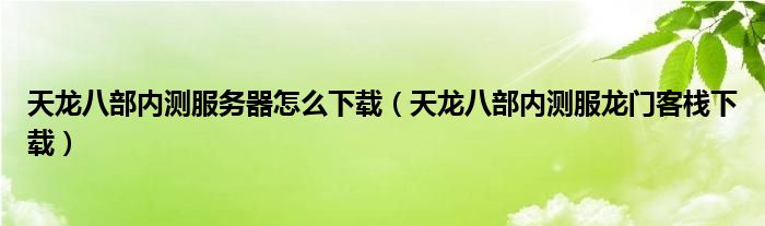 天龍八部內(nèi)測服務(wù)器怎么下載（天龍八部內(nèi)測服龍門客棧下載）