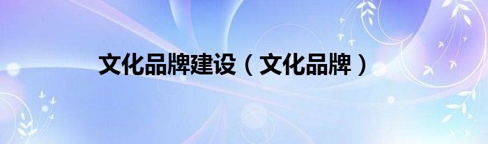 文化品牌建設（文化品牌）