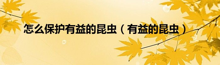 怎么保護(hù)有益的昆蟲（有益的昆蟲）