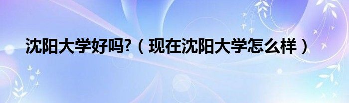 沈陽大學(xué)好嗎?（現(xiàn)在沈陽大學(xué)怎么樣）