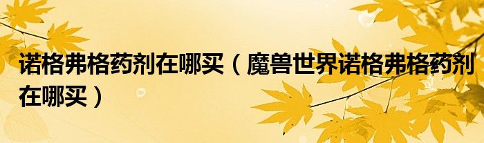 諾格弗格藥劑在哪買（魔獸世界諾格弗格藥劑在哪買）
