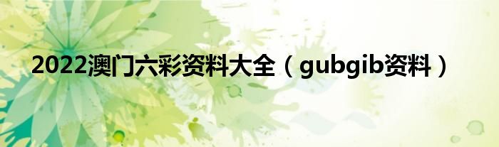 2022澳門(mén)六彩資料大全（gubgib資料）