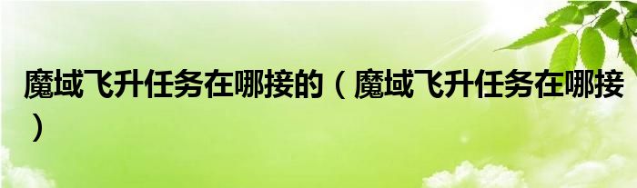 魔域飛升任務(wù)在哪接的（魔域飛升任務(wù)在哪接）