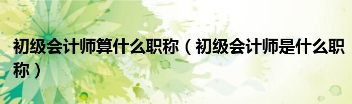 初級會計師算什么職稱（初級會計師是什么職稱）