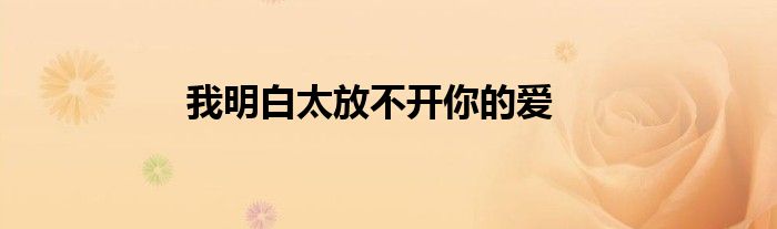我明白太放不開(kāi)你的愛(ài)
