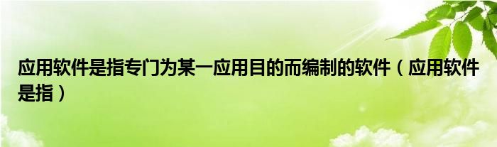 應(yīng)用軟件是指專門為某一應(yīng)用目的而編制的軟件（應(yīng)用軟件是指）