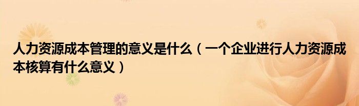 人力資源成本管理的意義是什么（一個(gè)企業(yè)進(jìn)行人力資源成本核算有什么意義）