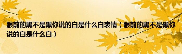 眼前的黑不是黑你說(shuō)的白是什么白表情（眼前的黑不是黑你說(shuō)的白是什么白）