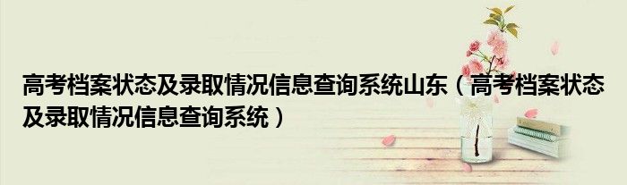 高考檔案狀態(tài)及錄取情況信息查詢系統(tǒng)山東（高考檔案狀態(tài)及錄取情況信息查詢系統(tǒng)）