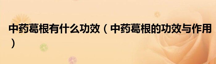 中藥葛根有什么功效（中藥葛根的功效與作用）