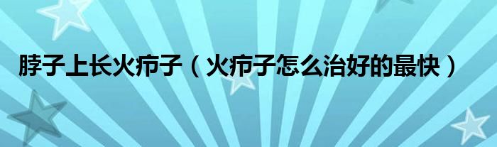 脖子上長(zhǎng)火癤子（火癤子怎么治好的最快）