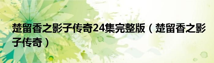 楚留香之影子傳奇24集完整版（楚留香之影子傳奇）